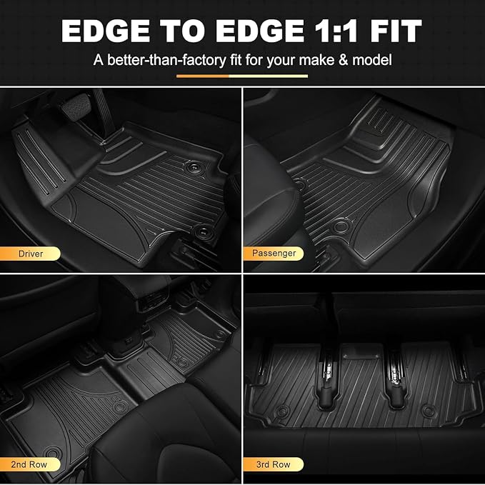 Floor Mats for Toyota Highlander 7-Seat 2020-2026 Cargo Mat Seat Back Mats | 7PCS. Laser-Measured Custom Fit. Odorless & Waterproof. All-Weather Protection. Easy to Clean. 2-in-1 Cargo Liner. TPE - Image 5
