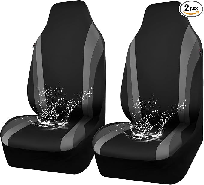 CAR PASS AquaShield Neoprene Waterproof Car Seat Covers for Front Seats Only, High Back Bucket Seat Cover,Airbag Compatible,Line Rider Seat Covers Universal Fit for Truck Van SUV (Black and Gray) by CARPASS