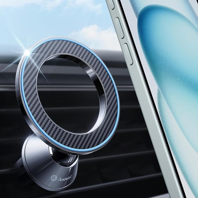 andobil for MagSafe Car Mount Vent, 20xN55 Strongest Magnet ＆ All Metal | Upgraded Metal Clip, Compact Magnetic Phone Holder, 1s Install, 360 Rotatable, Fits 99% Vent, for iPhone 17 - 12 Pro Max Mini by Andobil