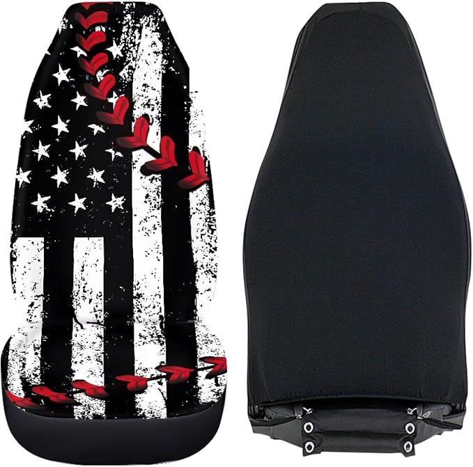 American Flag Car Front Seat Covers Baseball Stitch Car Seat Covers Set of 2 Removable Automotive Accessories Universal Fit for Cars,Sedans & SUVs - Image 4