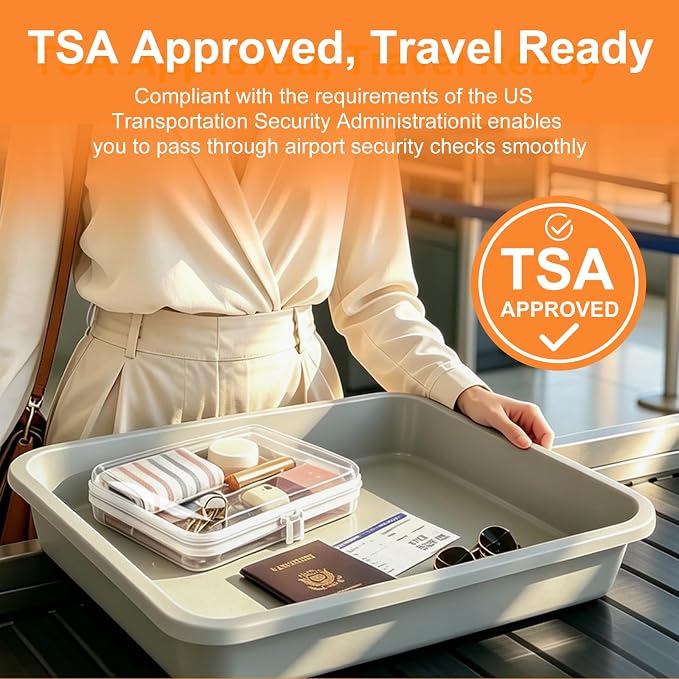 Clear Hard Shell Zipper Case, Crush-Proof Clear Zipper Pouches, TSA Approved Travel Toiletry Bag, Waterproof Makeup Bag & Diaper Bag, Organizer Bins for Toy Storage, Travel Accessories 3L-White - Image 4