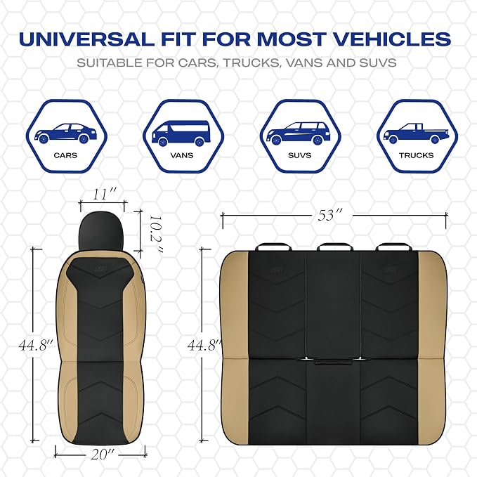 Skechers Memory Foam Seat Covers,Leather Car Seat Covers, Ultimate Comfort & Support Front Seat Covers Airbag Compatible, Automotive Universal Fit Most for SUVs, Vans, Sedans, Cars, Trucks,Beige - Image 5