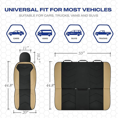 Skechers Memory Foam Seat Covers,Leather Car Seat Covers, Ultimate Comfort & Support Front Seat Covers Airbag Compatible, Automotive Universal Fit Most for SUVs, Vans, Sedans, Cars, Trucks,Beige - Image 5