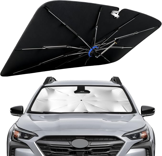Windshield Sun Shade for Subaru Outback 2020-2025 with 360° Rotating Shaft | Custom Fit Umbrella Sunshade for UV Blocking, Interior Heat Protection, Easy Storage, UPF 50+ Cool Windshield Cover by Lonyaqui