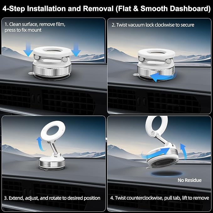Jikasho Magnetic Phone Holder for Car, Suction Cup Phone Mount for Magsafe | 360° Adjustable Vacuum Car Phone Mount, Hands-Free Phone Holders for Your Car for iPhone 17 Pro Max 16 15 14 13 12 Air Plus - Image 7