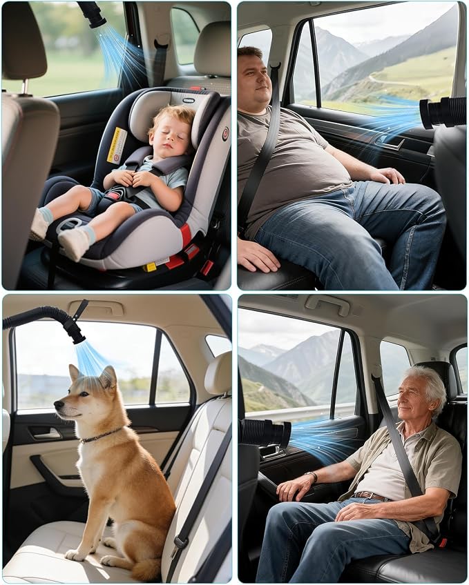 Car Ac Vent Extender for Back Seat, Portable Car Air Conditioner | Ac Hose with Built-In USB Fan | Delivers Cool & Warm Air to Rear Passengers | Flexible Ac Tube | Universal Fit for Most Cars - Image 6