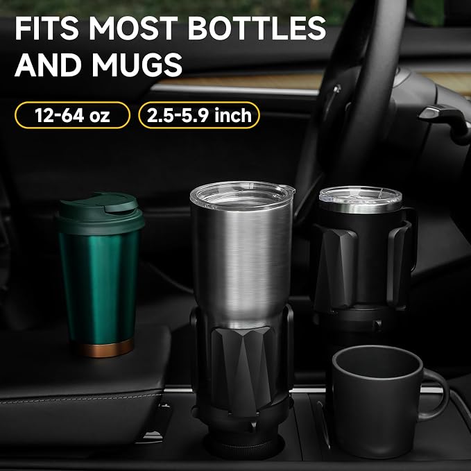 DYLEN 2Pack Cup Holder Expander with Expandable Arms, Fits 2.5-5.9" Bottles | Cup Holder Adapter Fits Owala/YETI/Hydro Flask/Stanley 12–64 oz; Most Large Bottles; Compatible with Round Cup Holders - Image 6