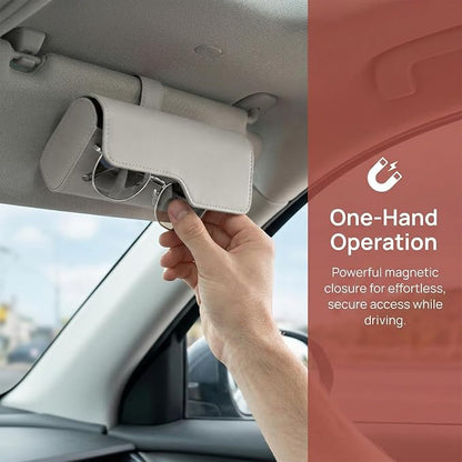 Sunglass Holder for Car Visor, Eyeglass Storage Case (White) | Vehicle Eyeglass Hanger Protective Storage Case, Automotive Interior Sun Visor Glasses Organizer Box, Universal Fit - Image 5
