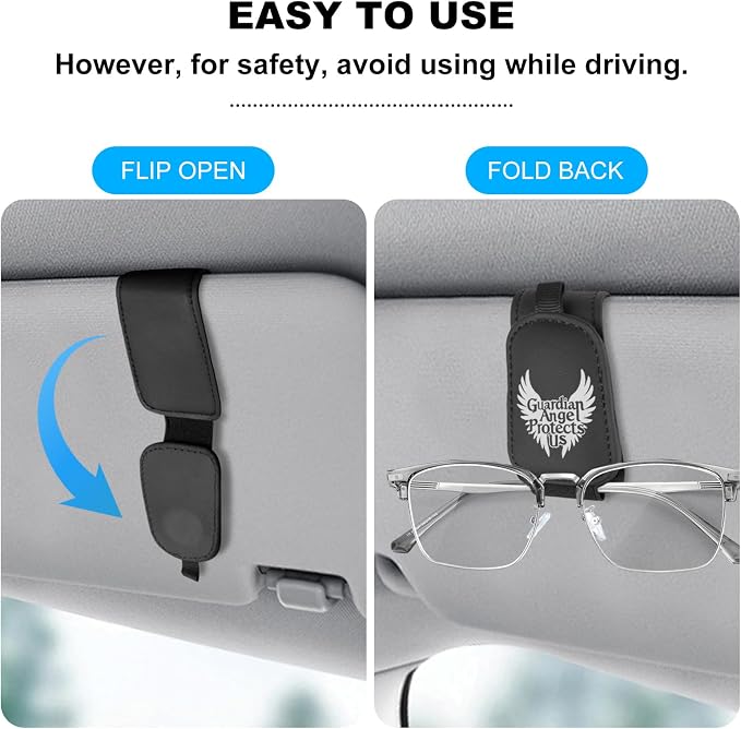Teraves 2 Pack Sunglass Holder for Car Visor, Magnetic, Gift for New Driver | Premium Leather Sunglasses Visor Clip, Auto Interior Accessories Universal for Different Size Glasses and Eyeglasses - Image 6