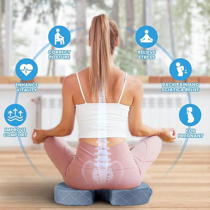 Memory Foam Office Chair Seat Cushion - Light Blue, XX-Large | for Car Seat, Airplane, Desk Chair - Sciatica & Hip & Coccyx Pain Relief Cushion for Long Sitting Office Workers, Car Drivers - Image 4