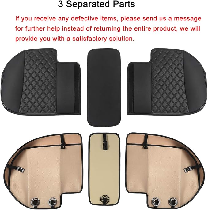Black Panther Luxury PU Leather Rear Car Seat Cover, Compatible with Most Vehicles with 5 Seats, Adjustable Length 49-55'', Diamond Pattern Embroidery (Beige) - Image 4