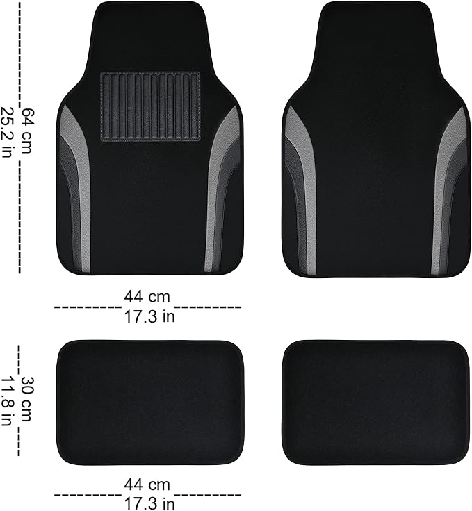 CAR PASS Leather Waterproof Sporty Car Floor Mats Carpet,Universal Automotive Floor Mat Fit for Sedans, Cars, Mid Trucks, Vans, SUV, Set of 4 (Black and Gray) - Image 4