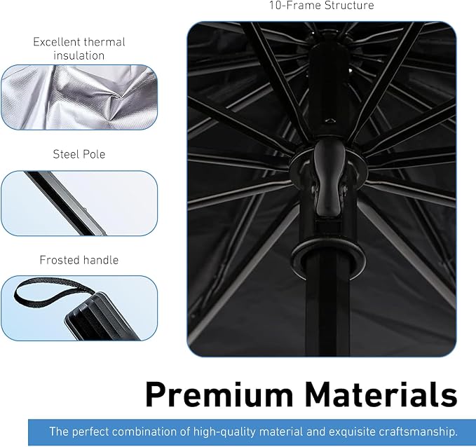 1 PC Car Sunshade Umbrella, Windshield Sun Shade with UV Block, Foldable Reflective Sunscreen Front Window Cover, Universal for Most Cars, Trucks, SUVs (55"x 31" Sliver #A) - Image 3