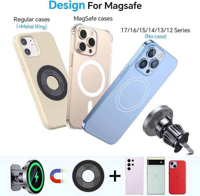 Coolpow Magsafe Car Mount Charger, Magnetic Wireless Car Charger for iPhone | Magsafe Car Charger Magnetic Phone Holders for Your Car Accessories Car Phone Holder Mount for iPhone 17 16 15 (Gray) - Image 8