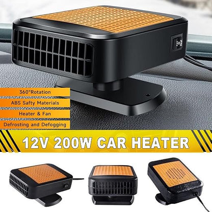 Portable Car Heater & Defroster – 12V 200W Fast Heating and Cooling Fan | Plug in Cigarette Lighter Windshield Defogger,with 360° Rotatable Portable Car Heaters for Vehicle, SUV & RV - Image 2