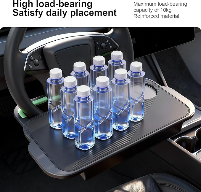 2-in-1 Car Steering Wheel Desk Tray & Car Seat Gap Filler Organizer – Silicone Look Table for Laptop, Eating Food, Writing – Work Road Trip Essentials Accessories (Black) - Image 6