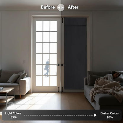 RYB HOME Blackout Door Curtain for Patio Front Tricia French Door Window | Thermal Insulated, Self Adhesive, Privacy, For Patio Kitchen Front Entry Front Back Door Glass Window, W30 x L72, 1 Panel - Image 5