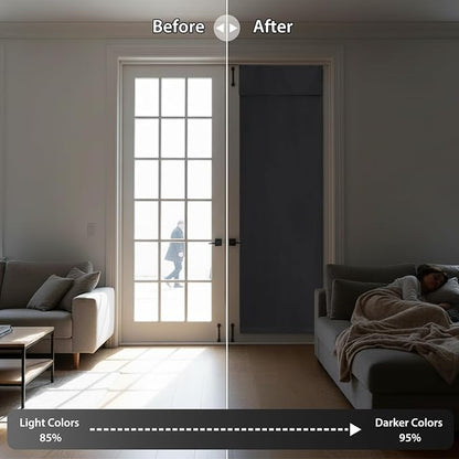 RYB HOME No Drill 12 inch Curtains for Sidelight French Door Curtain | Narrow Blackout Window Shade, Entry Glass Door Cover, Renter Friendly Blackout Curtains, W12 x L72, Grey, 1 Panel - Image 5