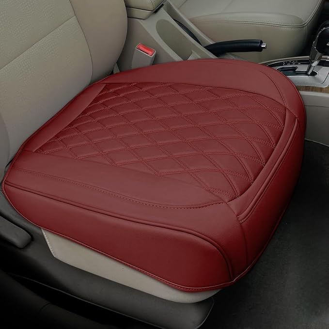 BEITK 1 Pack Leather Front Car Seat Bottom Cover Red | PU leather,Waterproof, Full Wrap, Non-slip, Universal Fit for Sedan Truck SUV, Easy to Install by BEITK