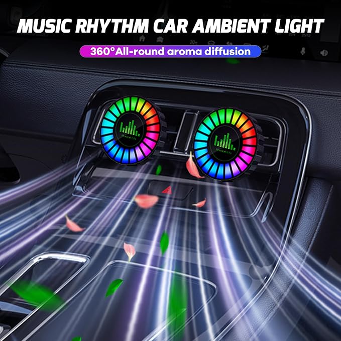 RGB Sound Control Fragrance Light LED Music Rhythm Ambient Lights Clip-on Air Vent Freshener Pickup Lamp Universal Interior Accessories for Car Home Party - Image 2