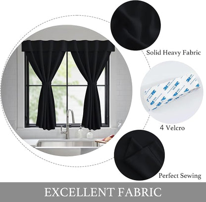 NICETOWN Black Blackout Short Curtains for French Door 72 Inches Long | Sidelight Door Portable Adjustable Thermal Insulated Curtains for Front Back Kitchen, 26" x 72", 1 Panel - Image 3