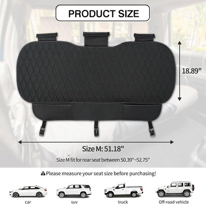 Leader Accessories Faux Linen Rear Bench Seat Cover, Size M, Black | Breathable Back Seat Protector With Non-Slip Bottom, Diamond Stitched Bench Seat Cushion for Vehicles Cars Van SUV Truck - Image 6