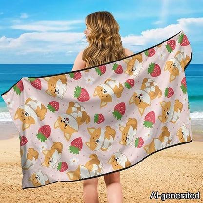 Horeset Corgi Pattern Towel Car Seat Cover – Multi-Function Absorbent Beach & Gym Towel, Sweat Proof Soft Easy Install, Fits SUV Truck Sedan - Image 4