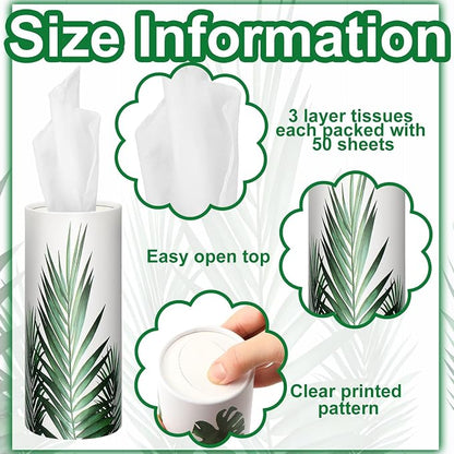 Zonon 8 Pcs Greenery Car Tissue Cylinder with 3-ply Facial Tissue Bulk Round Tissues Holder Box Spring Travel Cylinders Tubes for Car Decoration with 50 Sheets for Cup Holder Round Container - Image 6
