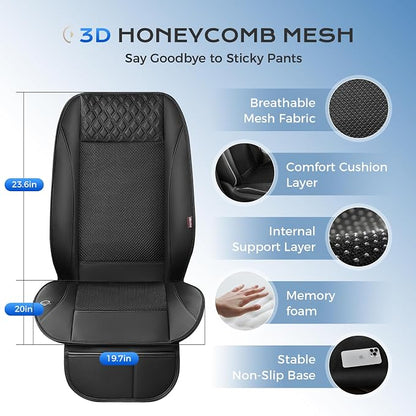 Coverado Cooling Car Seat Cover with High-Velocity Turbo Fan, Powerful Blowing & Suction Pad, 12V-24V Ventilated Cushion, 3-Speed Adjustable Airflow, Universal Fit for Car SUV Truck Van（Black） - Image 4