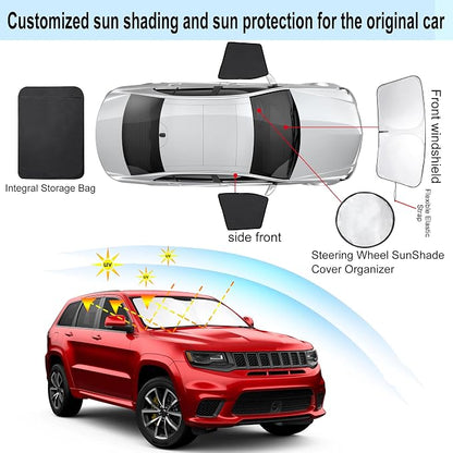 3PCS Car Window Shades Front Windshield Sun Shade Foldable Window Shade Custom Fit for 2011-2019 Jeep Grand Cherokee Accessories Car Shades for Front Windows Anti-UV Rays Block Heat - Image 3