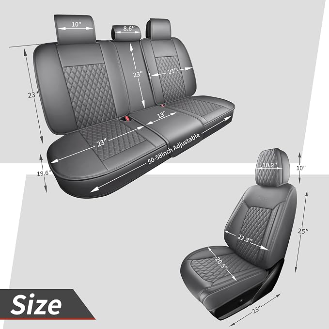 Gray Thick Nappa Leather Automotive Front Car Seat Covers Set of 2 | Univerasal Fit,3D Contoured,Full Coverage,Waterproof,ThickTexture Nappa Leather,for most Suvs Trucks Sedans - Image 5