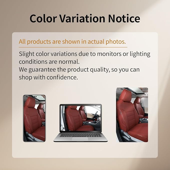 EKR Tacoma Leather Car Seat Covers Custom Fit for Toyota Tacoma 2012 2013 2014 2015 (Regular Seats) - Truck Seat Covers Full Set,Faux Leather(Burgundy) - Image 7