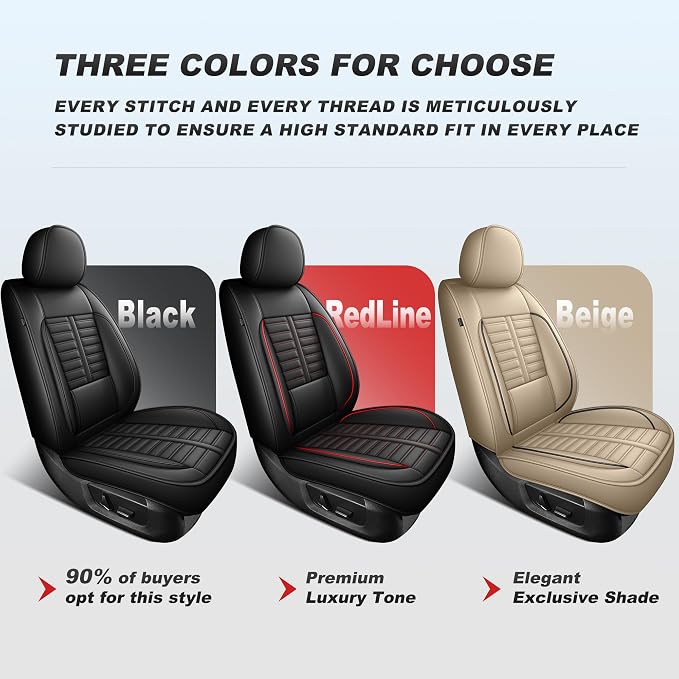 Fit for Toyota RAV4 Seat Covers 2007-2026 Front Set | Faux Leather Waterproof Car Seat Covers, Airbag Compatible with Lumbar Support Anti-Slip Design, 2 Seater Black - Image 7
