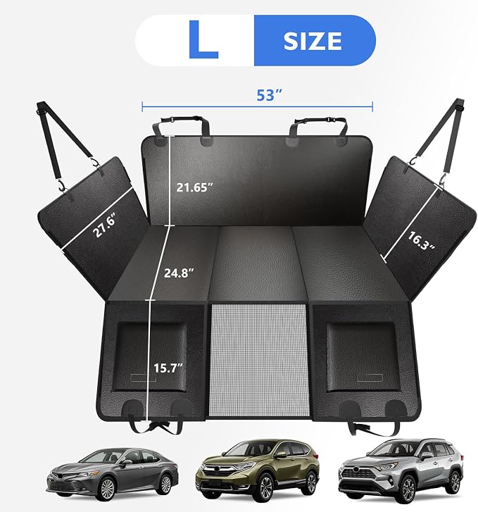 Hard Bottom Dog Car Seat Cover for Back Seat, PU Leather Extender | Anti Scratch Backseat Dog Hammock for Cars, SUVs, Sedan, Waterproof, Pet Travel Bed, Easy to Clean, Non-Slip, Holds 420lbs - Image 6