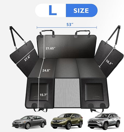 Hard Bottom Dog Car Seat Cover for Back Seat, PU Leather Extender | Anti Scratch Backseat Dog Hammock for Cars, SUVs, Sedan, Waterproof, Pet Travel Bed, Easy to Clean, Non-Slip, Holds 420lbs - Image 6
