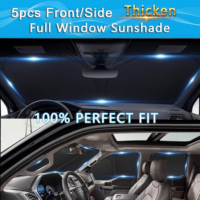 KMF 5pcs Sun Shades for 2025 2026 Chevy Equinox EV Accessories, Chevrolet Car Window Covers Sunshade for Windshield Side Rear, UV Block and Blackout Privacy for Car Camping Outdoor - Image 4