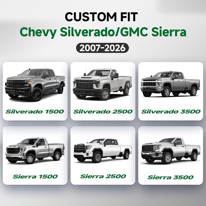 GIANT PANDA 2PCS Front Seat Covers for Chevy Silverado & GMC Sierra 1500 2500 3500 2007-2026 Crew Extended Double Cab Pickup,Custom Fit Chevy & GMC Truck Seat Protectors,Faux Leather (Solid Grey) - Image 2