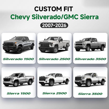 GIANT PANDA Waterproof Neoprene 2 Pack Front Car Seat Covers Custom Fit Chevy Silverado & GMC Sierra 1500 2500 3500 2007-2026 Crew Extended Double Cab Trucks, Leak-Proof Wetsuit (Black) - Image 2