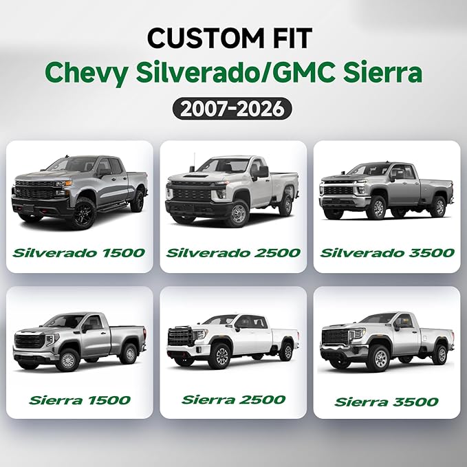 GIANT PANDA 2PCS Front Seat Covers for Chevy Silverado & GMC Sierra 1500 2500 3500 2007-2026 Crew Extended Double Cab Pickup,Custom Fit Chevy & GMC Truck Seat Protectors,Faux Leather (Black) - Image 2