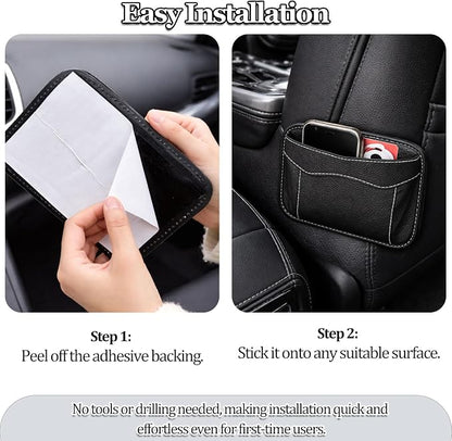 Black Car Seat Side Pocket Organizer, Leather Mini Storage Pouch for Auto Door, Window, and Console, Holder Tray, Vehicle Seat Gap Filler for Registration, Documents, and Notepad ﻿ - Image 3