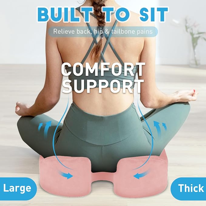 BlissTrends Extra Thick Seat Cushion for Office Chair & Car Seat, Pink | XX-Large Tailbone & Sciatica Relief, Ergonomic Support, High-Density Memory Foam, Comfort for Extended Sitting - Image 6