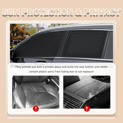 4PCS Zipper Car Window Shades for Side Window,Blackout & Mesh Car Windows Screens for Camping & Privacy,Breathable Front/Rear Cars Windows Covers with Nylon Stickers - Image 6