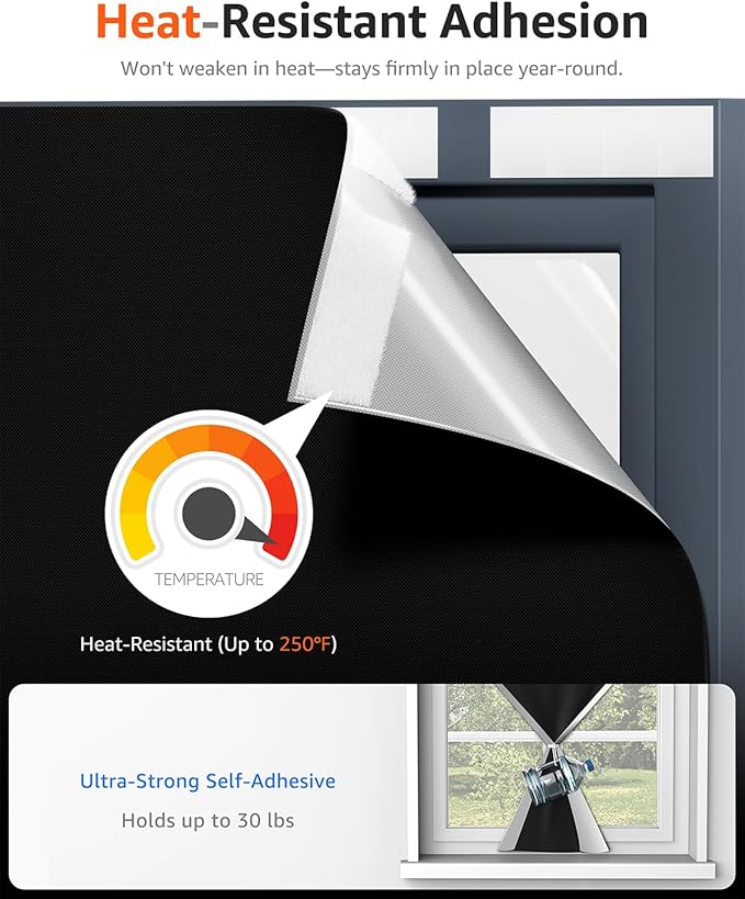 Sumobaby Blackout Curtains Portable 61”x72” No Drill Black Out Window Cover | 100% Blackout Shades with Heat-Resistant Hook&Loop Tapes,Thermal Insulated Window Blinds for Home,Nursery(1 Panel,Black) - Image 3
