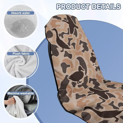 Camo Duck Car Towel Seat Cover Soft Comfort Front Seat Towel Cover Fashion Cars Interior Accessories Washable for Trucks, SUVs, Sedans - Image 6