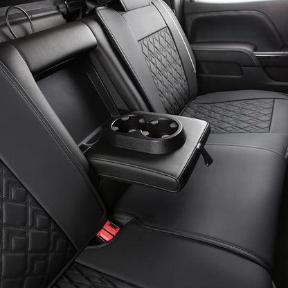 Chevy Silverado Seat Covers,Leather Seat Covers for GMC Sierra,Custom Fit 2007-2026 1500 2500HD 3500HD Crew Double Extended Regular Cab,LT LZT RST Trail Boss(Full Set,Black White) - Image 8