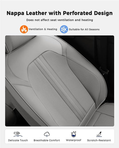 Huidasource Gray Front Seat Covers, Luxury Faux Leather Front Car Seat Covers, Compatible with Airbags Seatbelt Buckles, Perforation, Cooling＆Heating, Universal Fit for Most Cars Vans Trucks SUVs Gray - Image 5