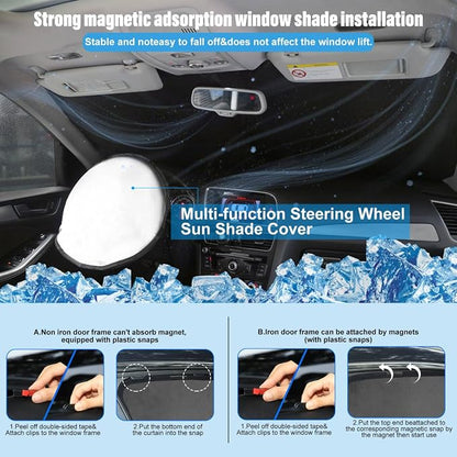 3PCS Car Window Shades Front Windshield Sun Shade Foldable Window Shade Custom Fit for Toyota RAV4 2019-2024 Accessories Car Shades for Front Windows Anti-UV Rays Block Heat - Image 5