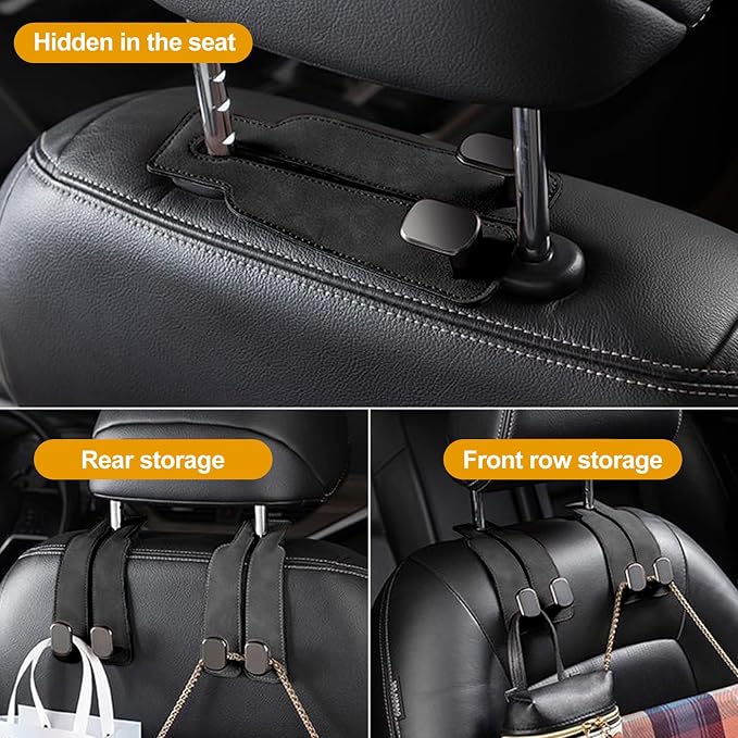 Car Purse Hook Purse Hook for Car Seats Headrest Car Seat Hooks,Heavy Duty Vehicle Organizer for Handbags, Groceries, Purses, Keep Car Tidy (Black, 4 Pack) - Image 7