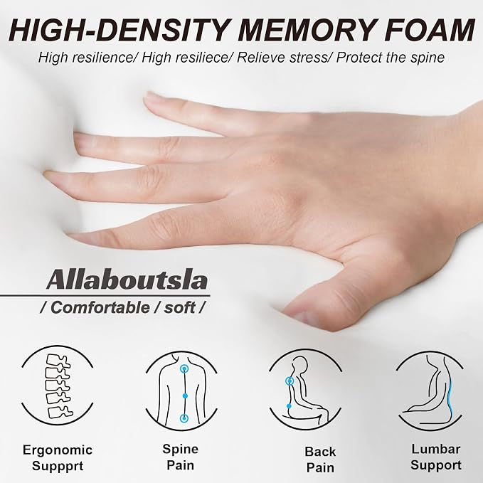 Allaboutsla Car Seat Cushion, Car Seat Cushions for Long Driving | Comfortable Memory Foam Driver Seat Cushion, Automotive Seat Cushions, Butt Pillow for Car,Truck, Office Chair, B&G - Image 2