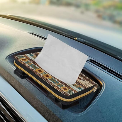 Biyejit 2 Pack Car Tissue Holder, Aztec Sunflower Horse Premium Sun Visor Napkin Case, Hanging Car Accessories Used to Organize Paper Towels and Storage Small Items - Image 5